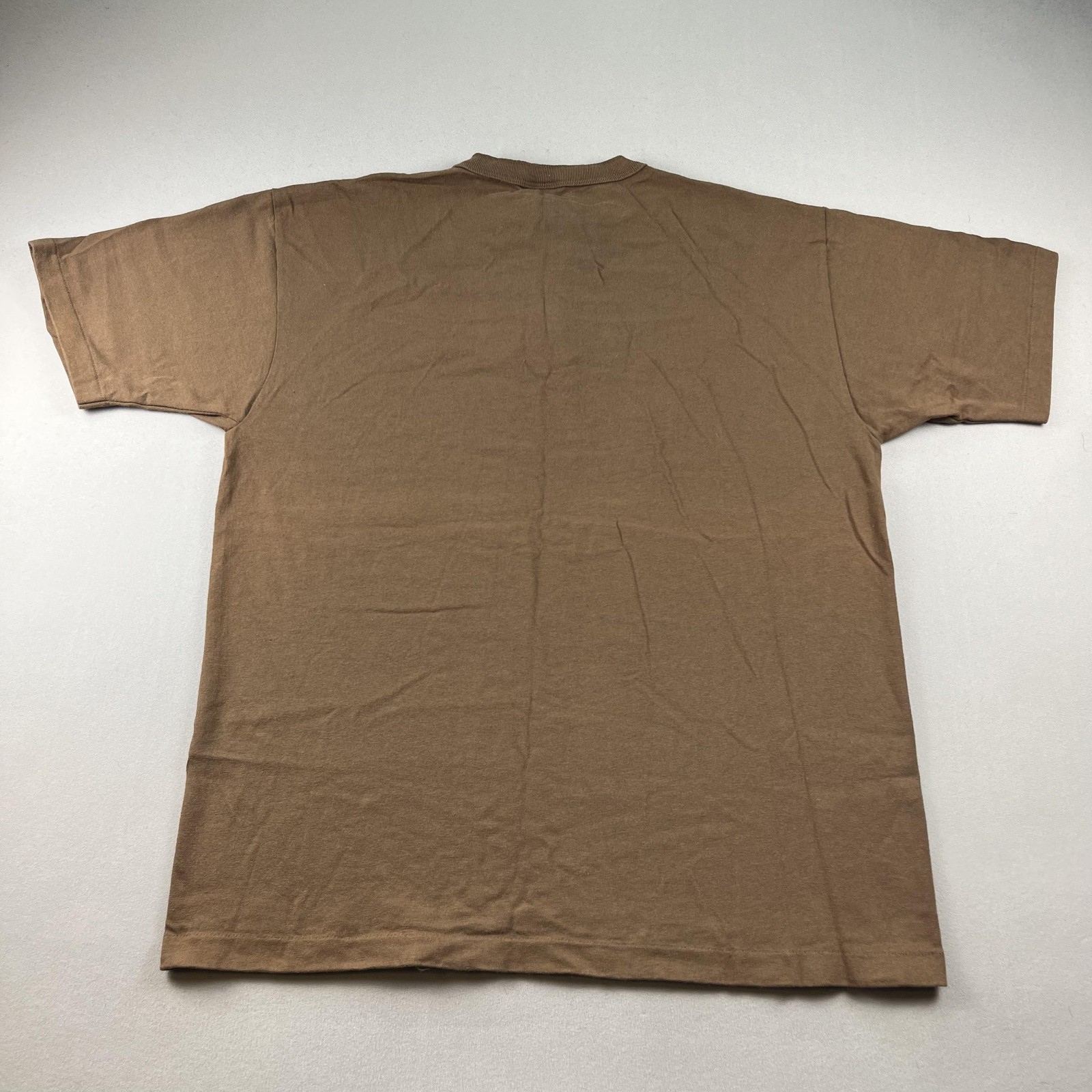 Vintage Brown T-Shirt Henley Mens Large Brown Blank Single Stitch Cotton USA 90s