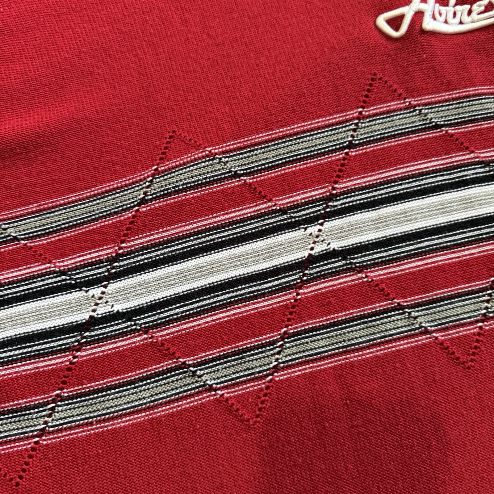 Avirex LTD Red Argyle Stripe Acrylic Knit Shirt Large Y2K Hip Hop Streetwear