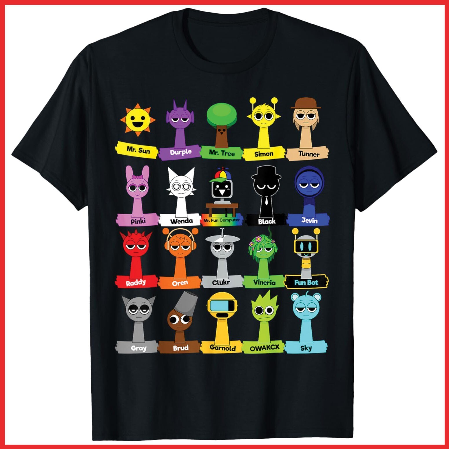 All Sprunki Toys Decoration Simon Oren Black Cotton T-Shirt S-5XL