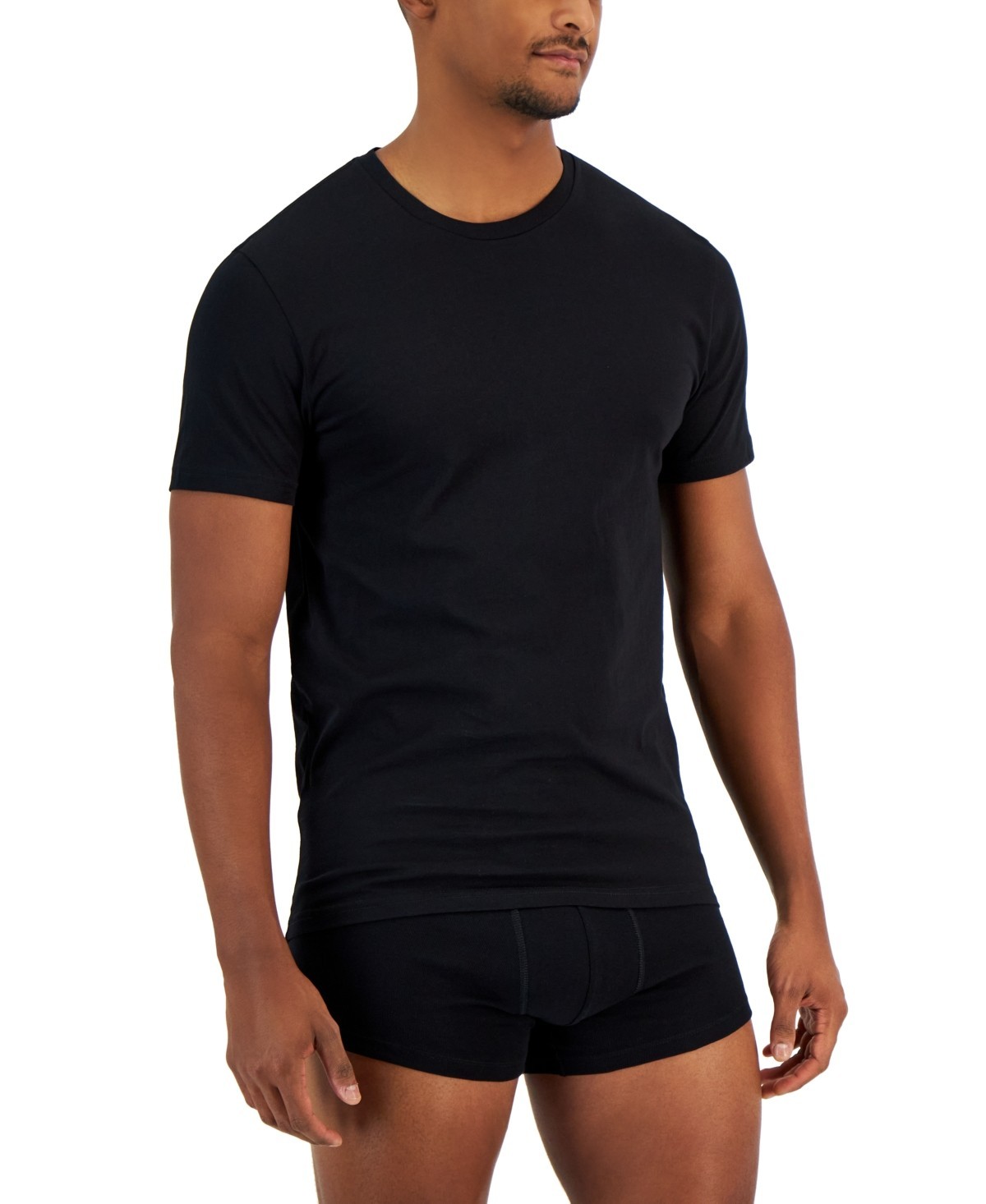 Alfani Men&rsquo;s 4-Pk. Classic-Fit Solid Cotton Undershirts Deep Black Size L