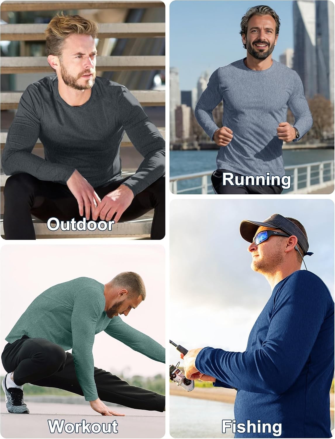 7 Pack Men&rsquo;s Quick Dry Long Sleeve Shirts Moisture Wicking UV UPF 50+ Sun Pro…