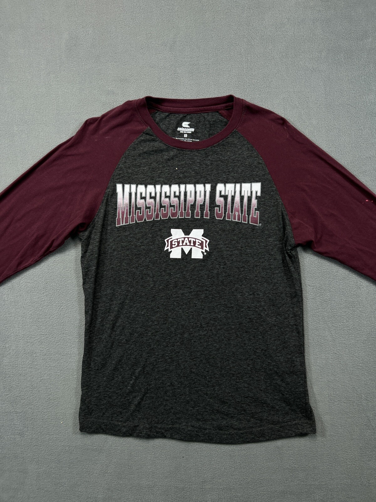 Mississippi State Bulldogs T Shirt Mens Small Gray Crew Tee Long Sleeve