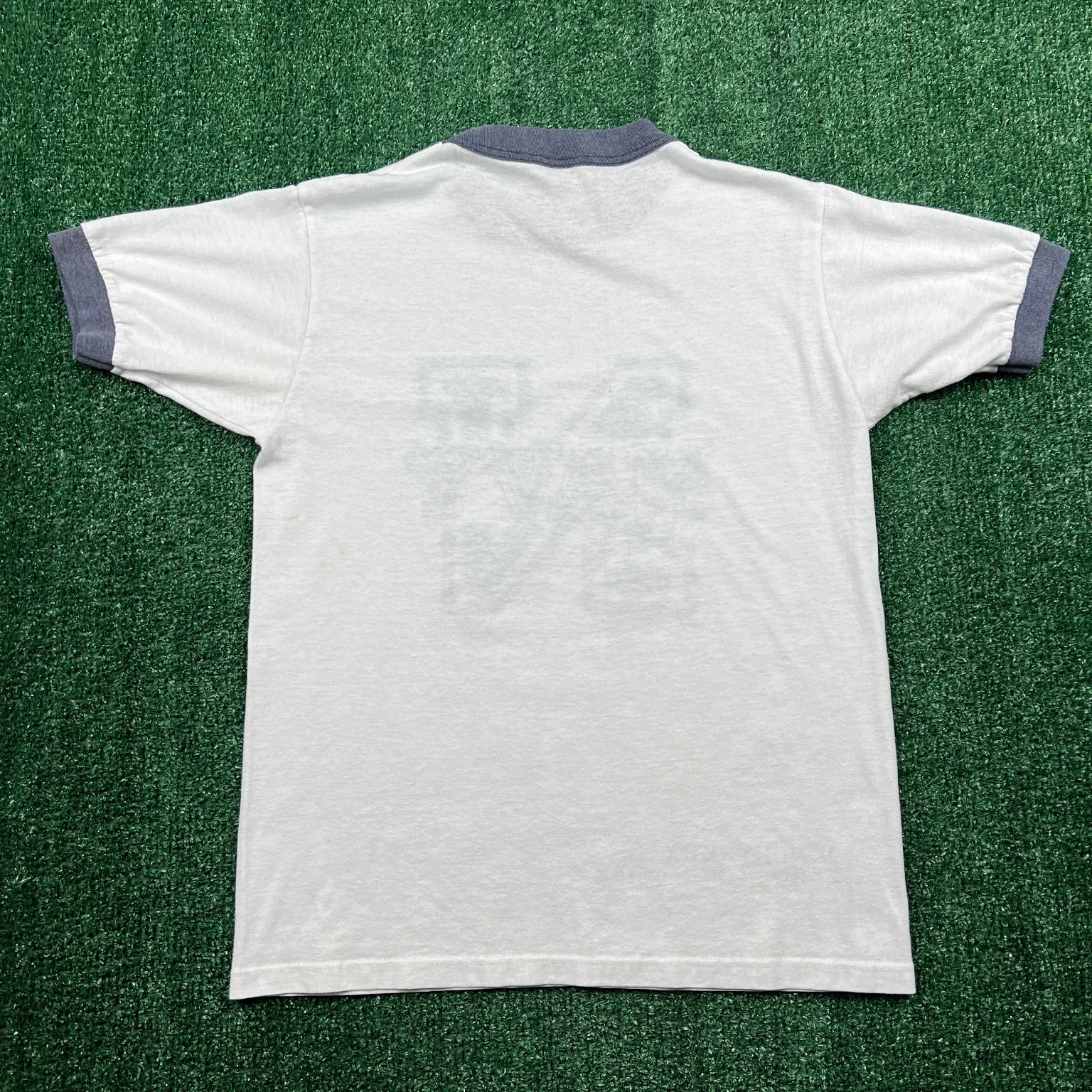 True Vintage US Naval Academy Stenciled Tag Navy Ringer T-Shirt M White 80s