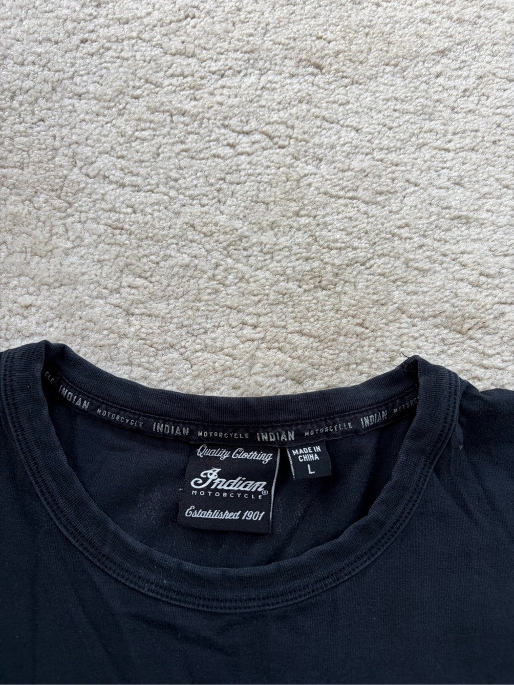 Indian Motorcycle Men&rsquo;s Size Large Est. 1901 Black Logo T-Shirt