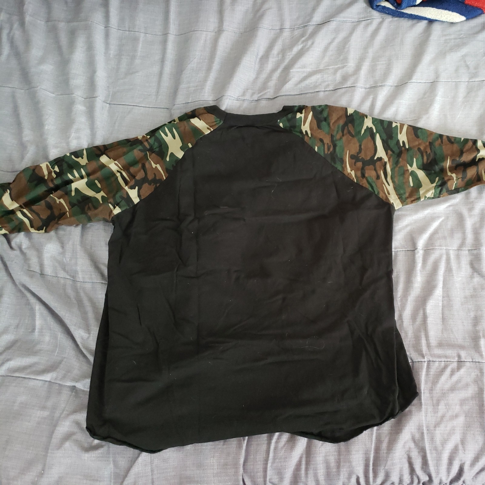 American Flag, Shaka Active, Men&rsquo;s 3/4 Camouflage Sleeve Shirt, Size XXL black