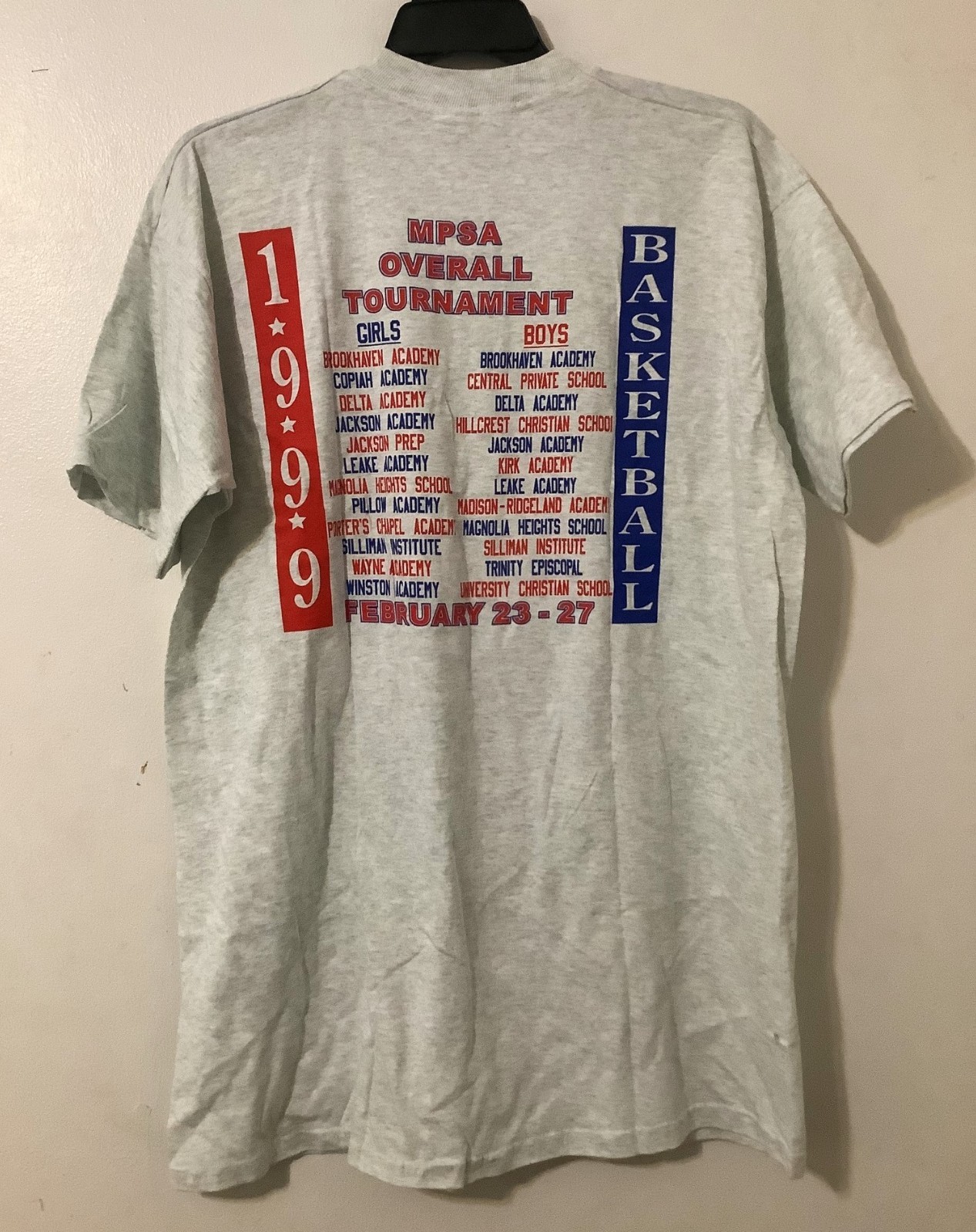 Mississippi Private School Assn. 1999 Overall Basketball Tournament T Shirt XXL