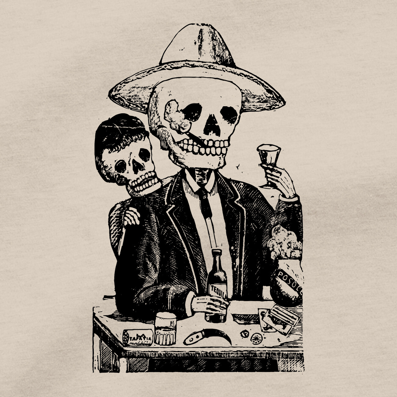 Jose Guadalupe Posada T Shirt Day Of Dead Skull Art Hispanic Mexican Artist Tee