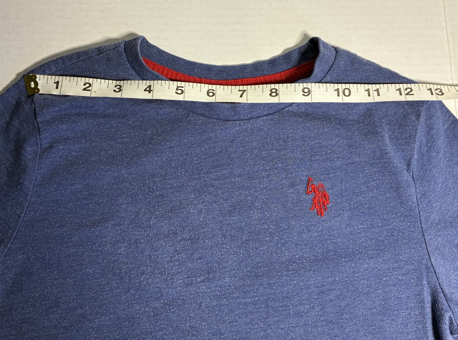 U.S. Polo Assn. Blue Solid Embroidered Logo Tee Cotton Blend Teen L (10-12)