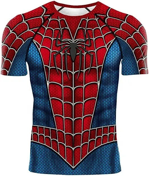 Men&rsquo;s T-shirts Spider Superhero Compression Tights Short Sleeve Tops Tee Gym