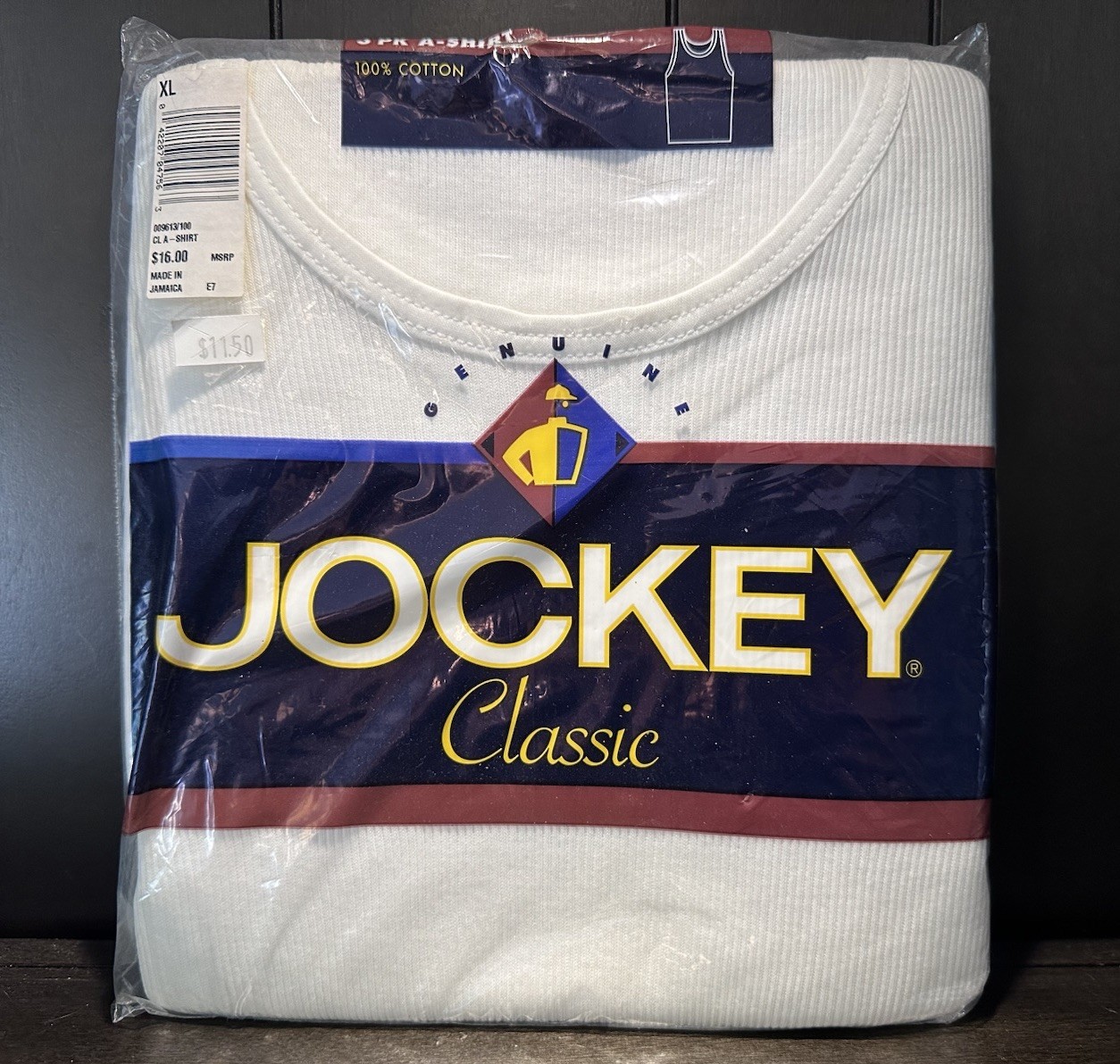 Jockey Classic 3 Pack Men&rsquo;s A-Shirt XL 46-48 Size. Brand New Still Sealed. 1999