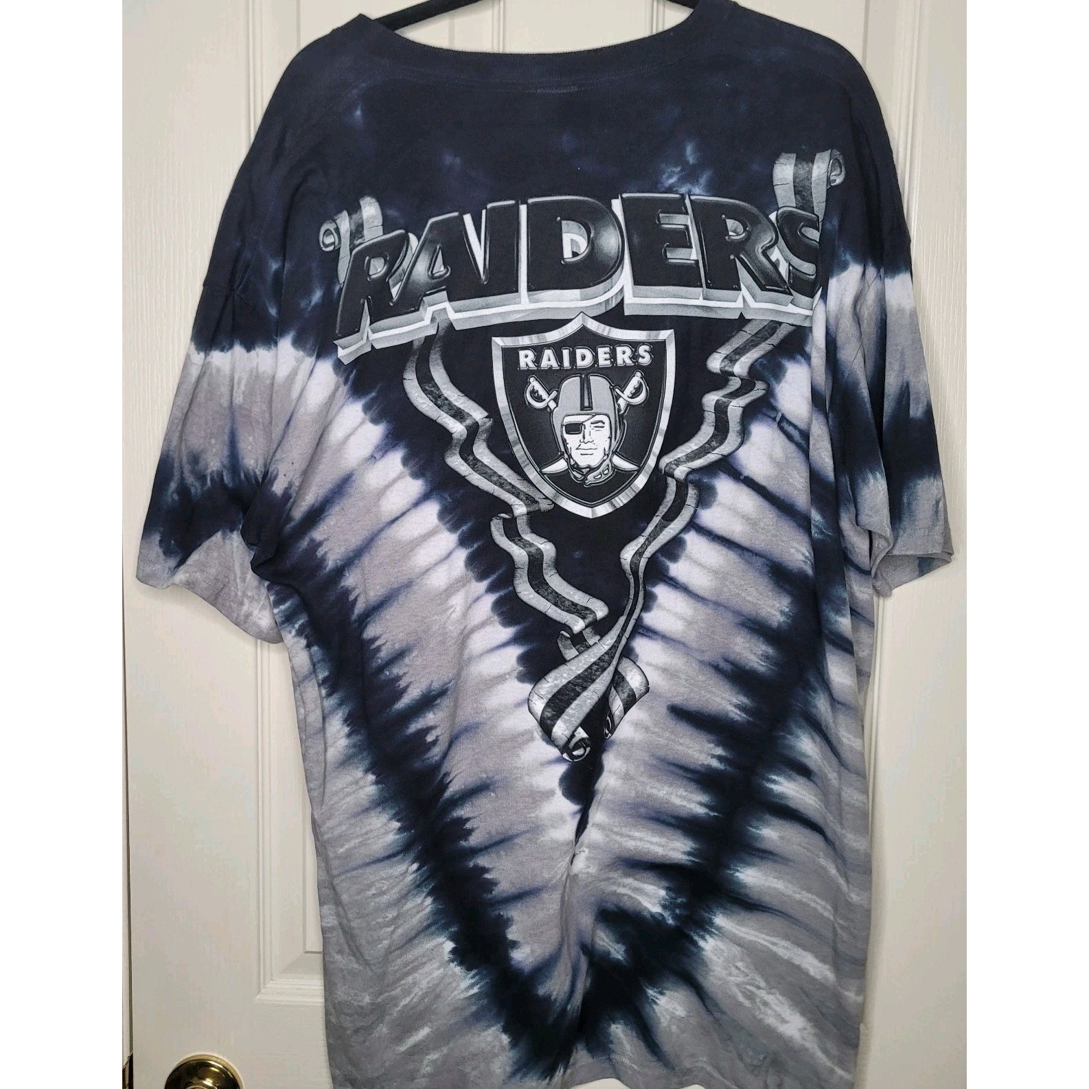 Vintage 90s Oakland Raiders Majestic Tie Dye Shirt Mens Sz XL Front/Back Logo