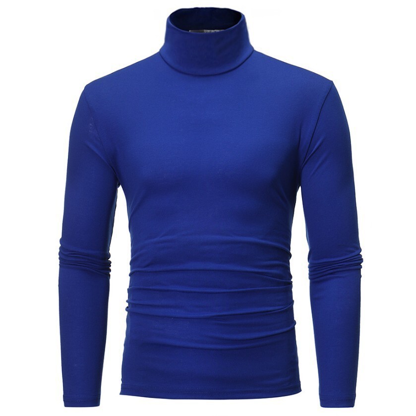 Spring and Autumn Men&rsquo;s Thin Solid Color Half Turtleneck Long Sleeve T-Shirts