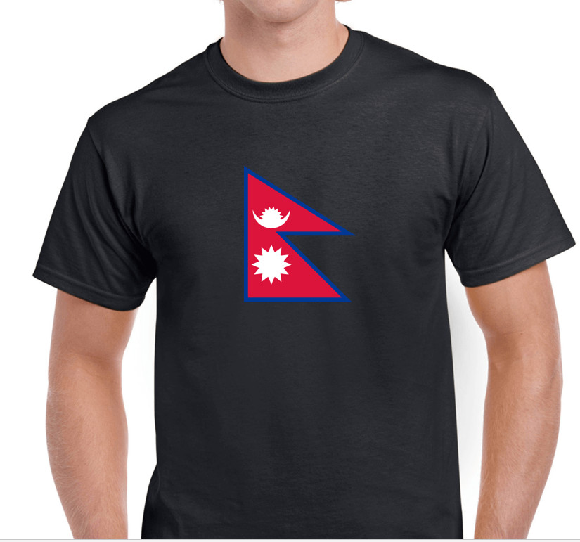 Flag of Nepal Tee Shirt Asian Himalayan Kathmandu Nepalese Pride Black T-shirt
