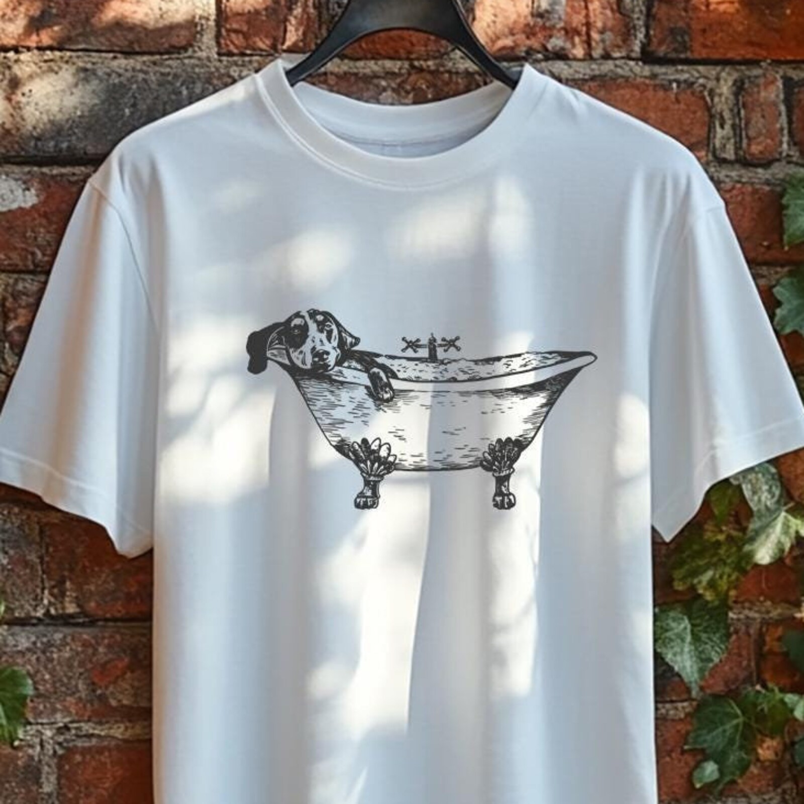 #26 Dog in Bathtub T-shirt Men Animal Funny Shirt Man