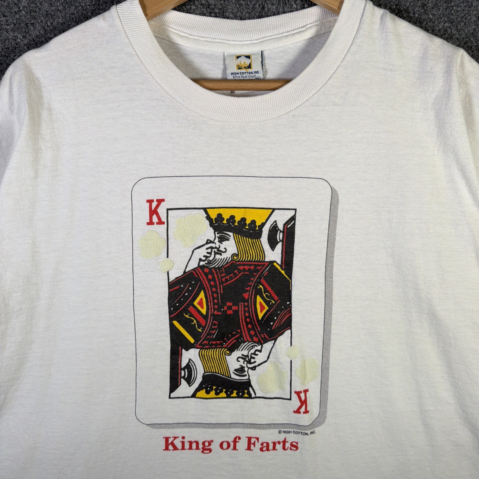 Vintage Funny Quote Shirt Mens XL White 90s King Of Farts Card Deck Parody USA