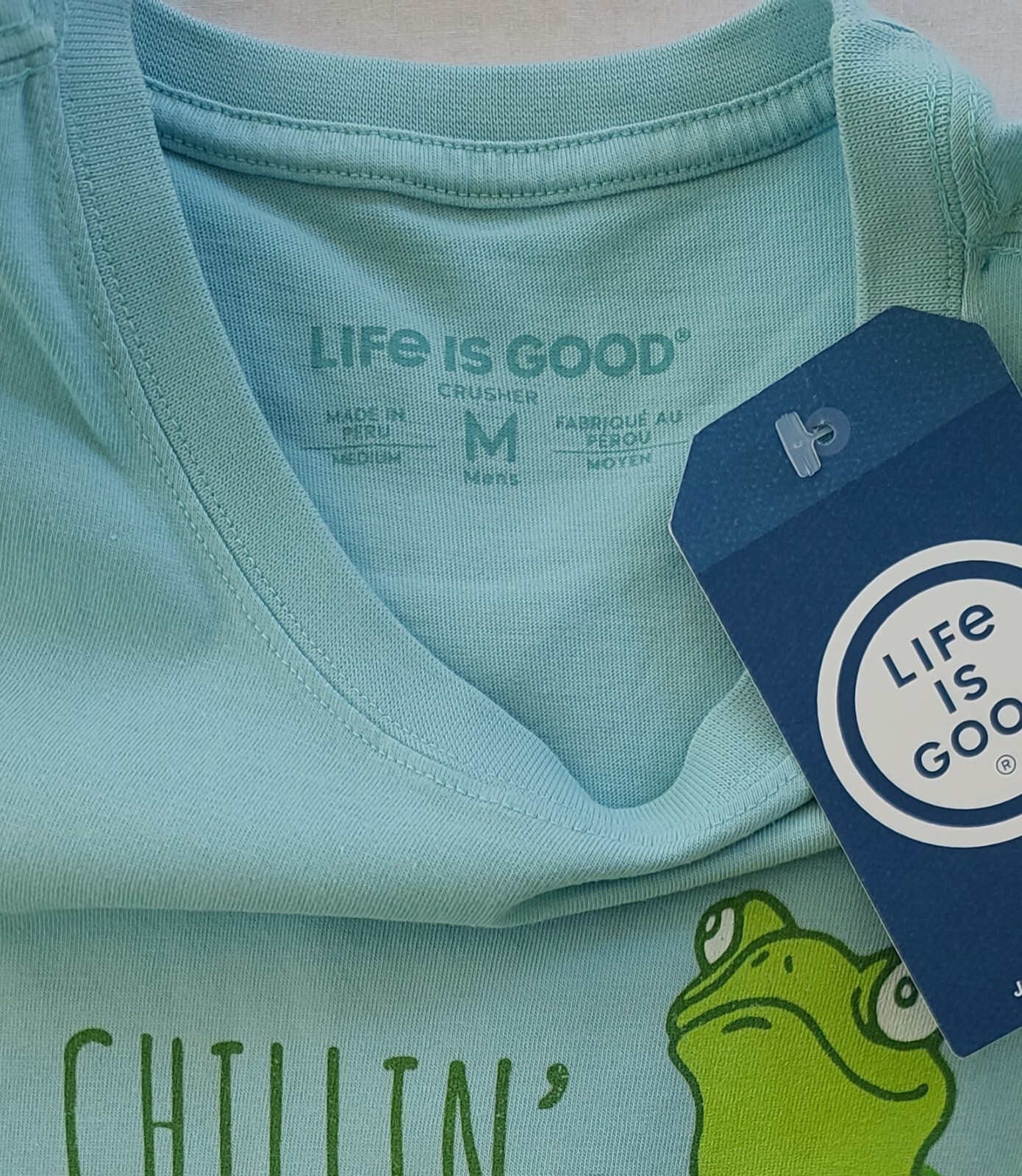 LIFE IS GOOD SS Shirt Crusher Tee CHILLIN FROG ADIRONDAK Villain Chest44 Mens M