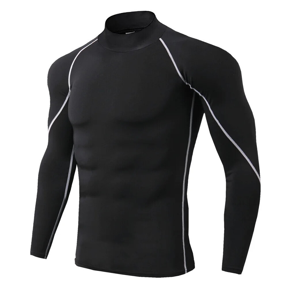 Men Sport T-shirt Quick Dry Bodybuilding Running Long Sleeve Compression Top Gym