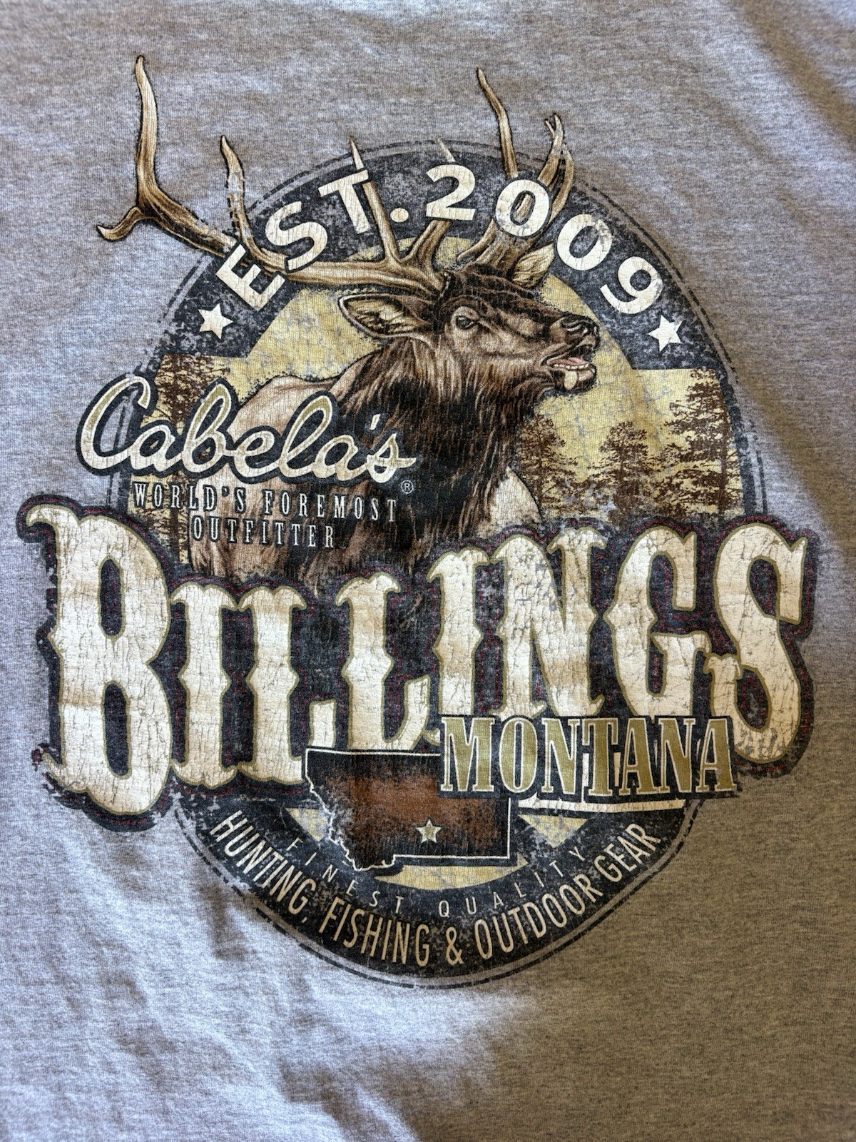 Cabela’s Men’s XL Gray Crew Neck Short Sleeve Knit Elk Graphic T-Shirt