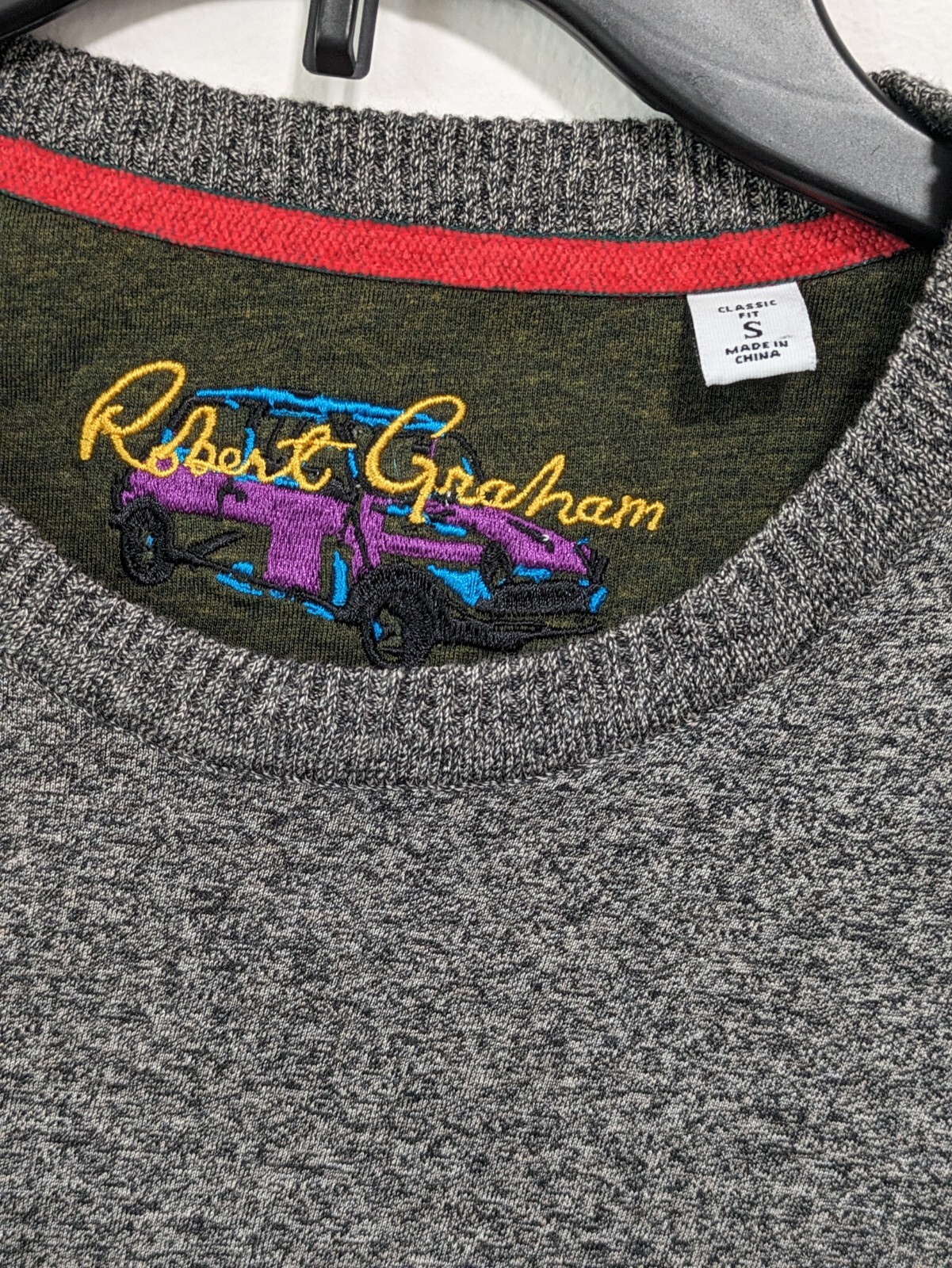 Robert Graham Mens Gray Long Sleeve Pullover Shirt SMALL Embroidered Logo Warm