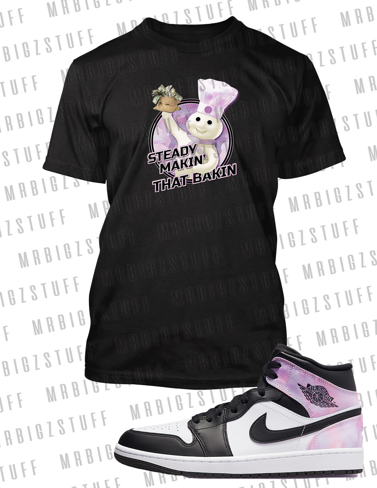 Doughboy Steady Makin that Bacon Sneaker Tee Shirt Grey Stone 8XL Big & Tall T