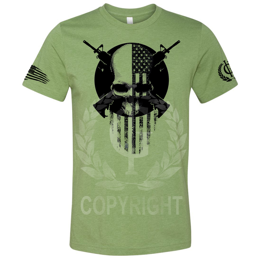 Iron Gods Flag Skull Badge Workout T-Shirt Military Shirt US Armed Forces Shirt