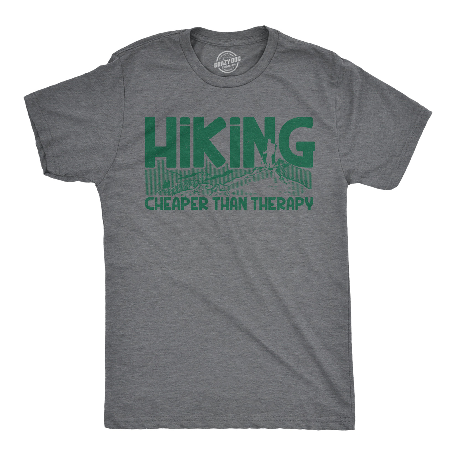 Mens Hiking Cheaper Than Therapy Funny Camping Outdoor Summer T shirt