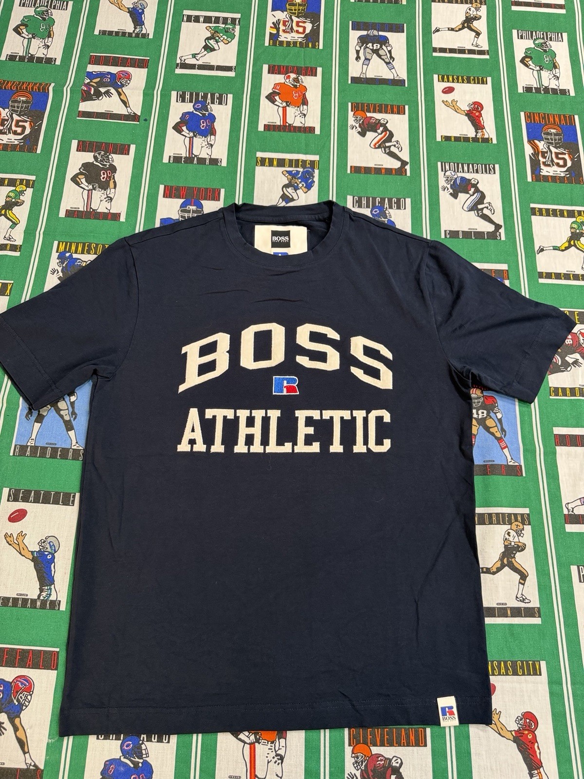 BOSS Hugo Boss x Russell Athletic Graphic Logo Navy Men&rsquo;s S Crew Neck T-Shirt
