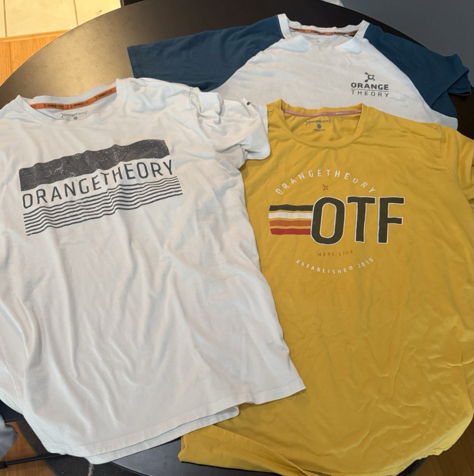 Lot of 3 Men’s Orange Theory Shirts, Large