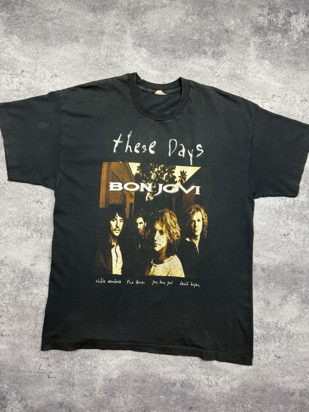 Vintage 1996 Bon Jovi These Days Rare Tour T-Shirt Single Stitch Black Size XL