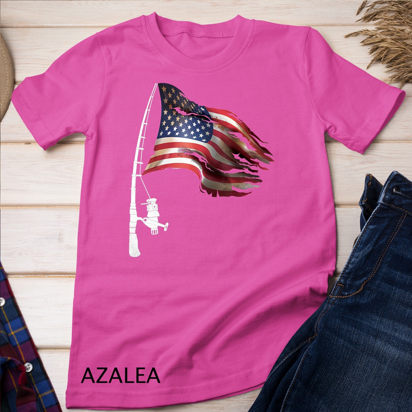 Fishing American Flag Fisherman Patriotic day 4th of July Unisex T-shirt