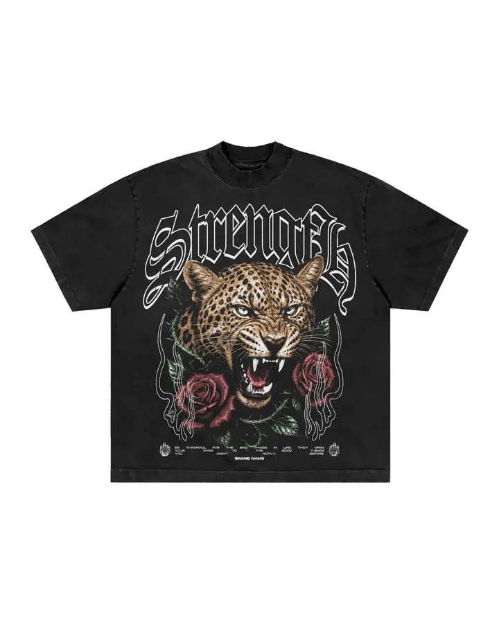 Men&rsquo;s Gothic Streetwear T-Shirt Leopard Graphic Vintage Washed Heavyweight Tee