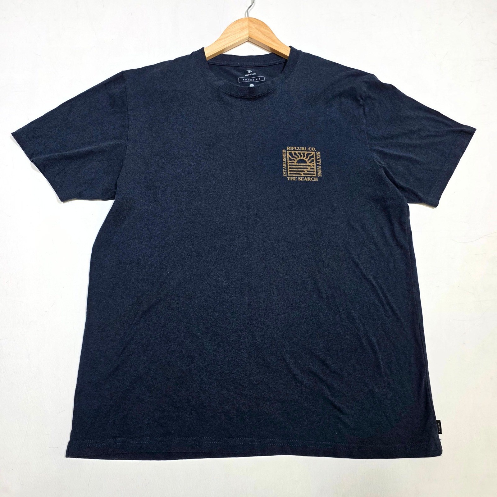 Rip Curl T-Shirt Mens Large Navy Blue Relaxed Fit Graphic The Search Surf Tee