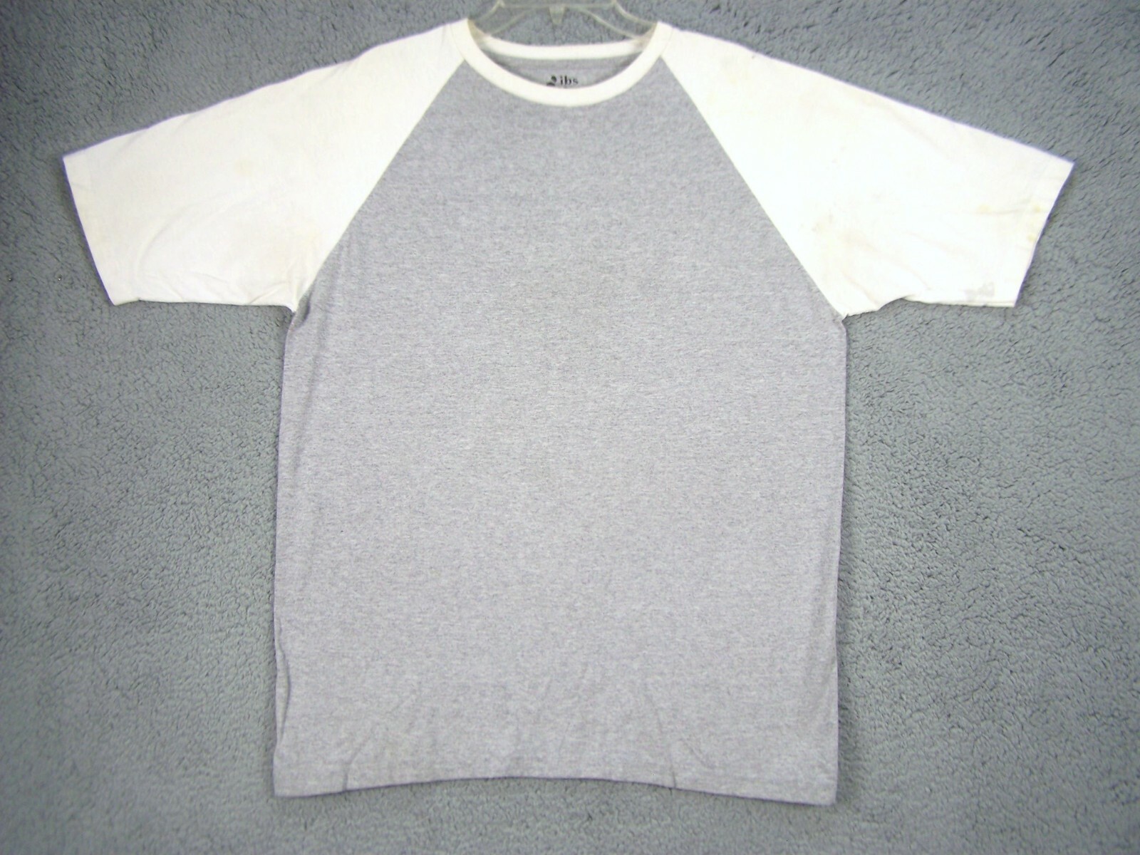 IBS Tee Shirt Adult Size 2XL Gray White Baseball Sports Casual Cotton Blend Mens