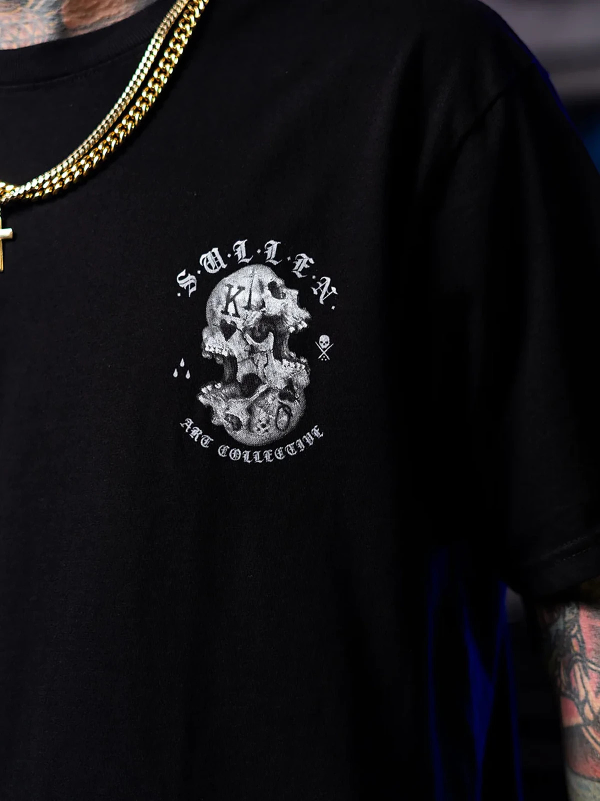 Sullen Men&rsquo;s Monarchy Short Sleeve Premium T-shirt Skull Cards Tattoo Style Tee