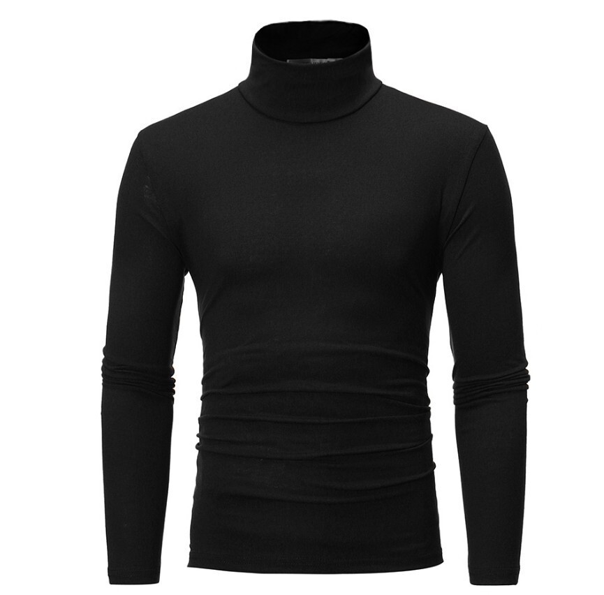 Spring and Autumn Men&rsquo;s Thin Solid Color Half Turtleneck Long Sleeve T-Shirts