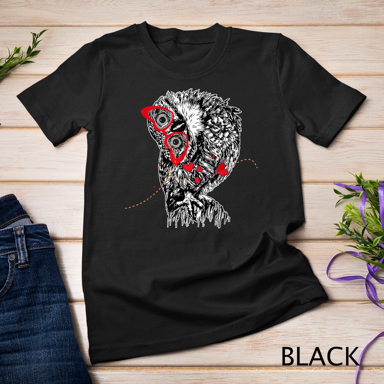 Owl Sunglasses Love Funny Cute Owls Valentine Gift Heart Unisex T-shirt
