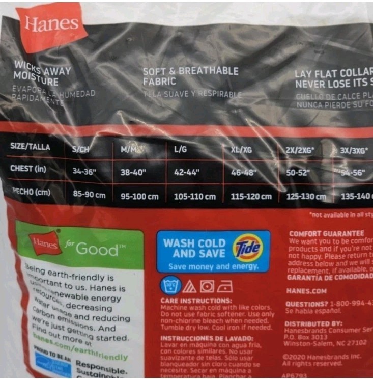 🎯Hanes Super Value Pack 10 Tagless T-Shirts White Extra Large XL 46&Prime;-48&Prime; Cotton