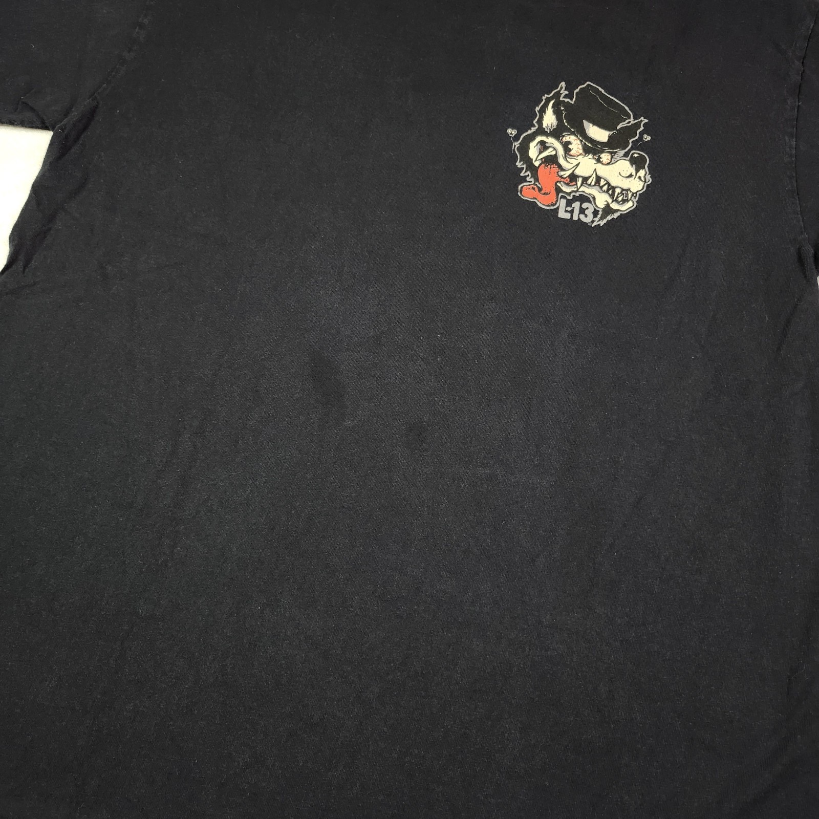 Authentic LUCKY 13 No Club Top Hat Lone Wolf Rockabilly T-Shirt AOP Size Large