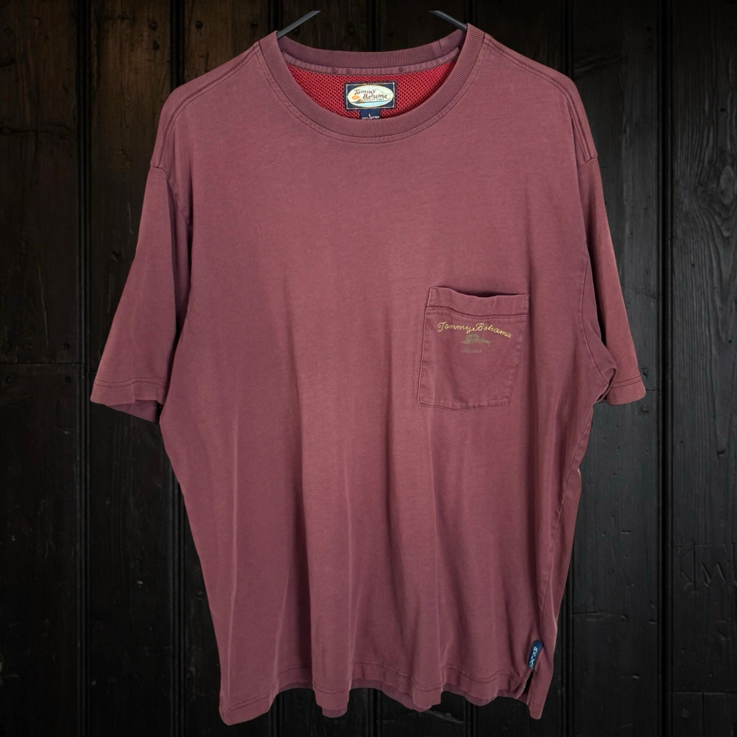 Tommy Bahama Relax Pocket T Shirt Mens L Washed Mauve Red 100% Cotton « Sample »