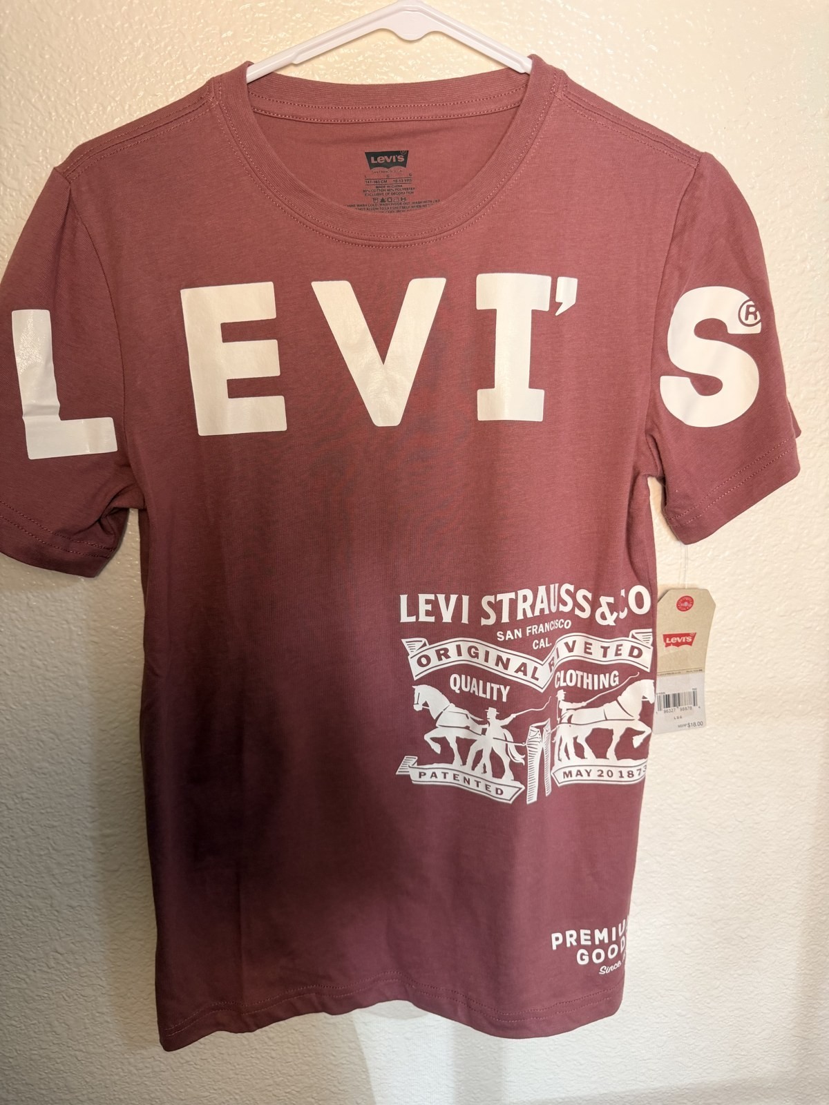 Levi&rsquo;s Mens L Maroon Logo Graphic Tee Levi Strauss Premium Goods T-Shirt NWT