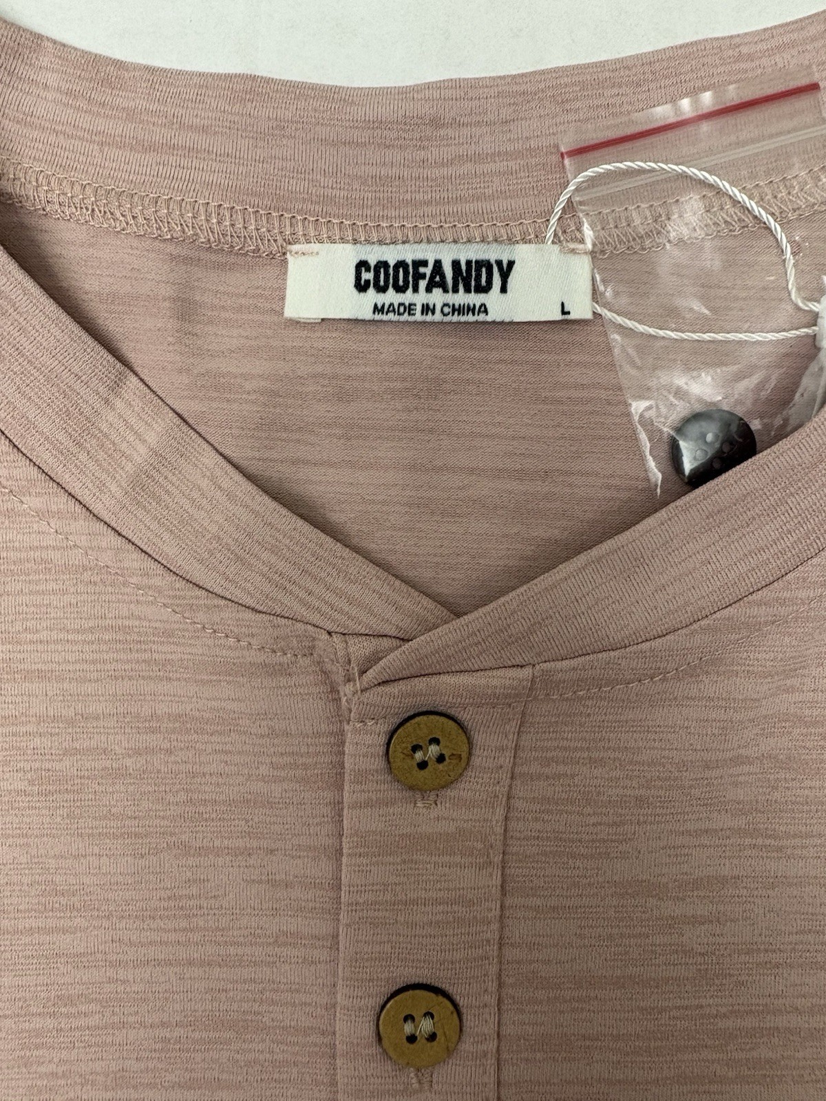 COOFANDY Men&rsquo;s Henley Summer SS T-Shirt in Pink/Dusty Rose Size L *New w/ Tags*