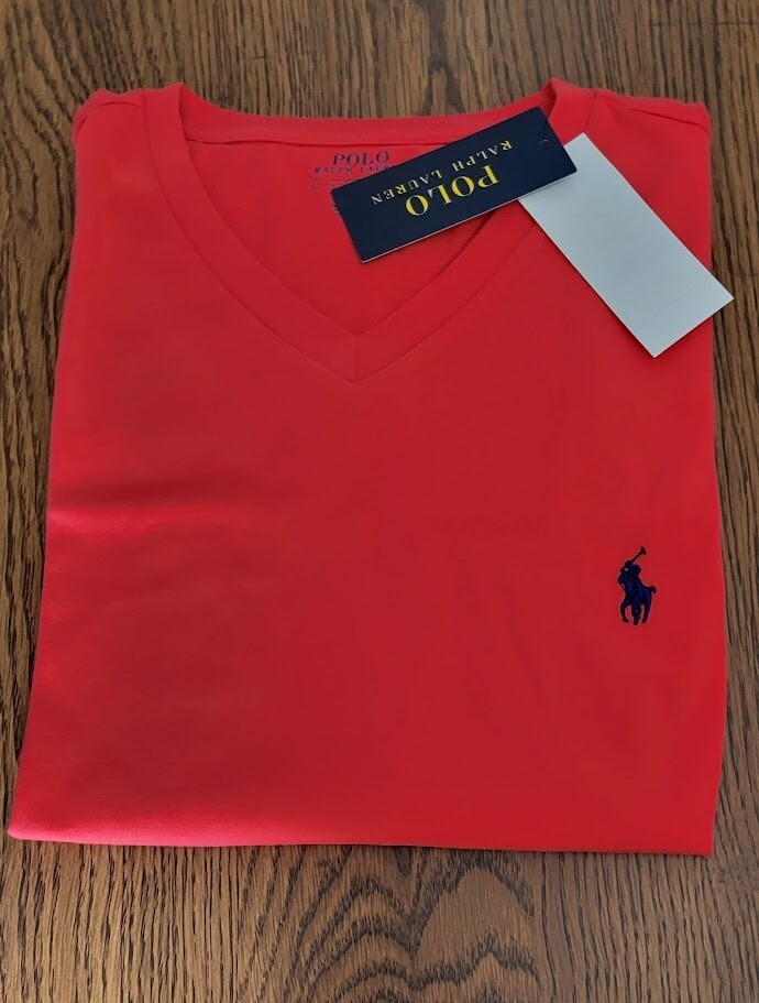 Polo Ralph Lauren Men&rsquo;s S, M, L or XL Classic Fit SS V-Neck Cotton Tee, V220 Red
