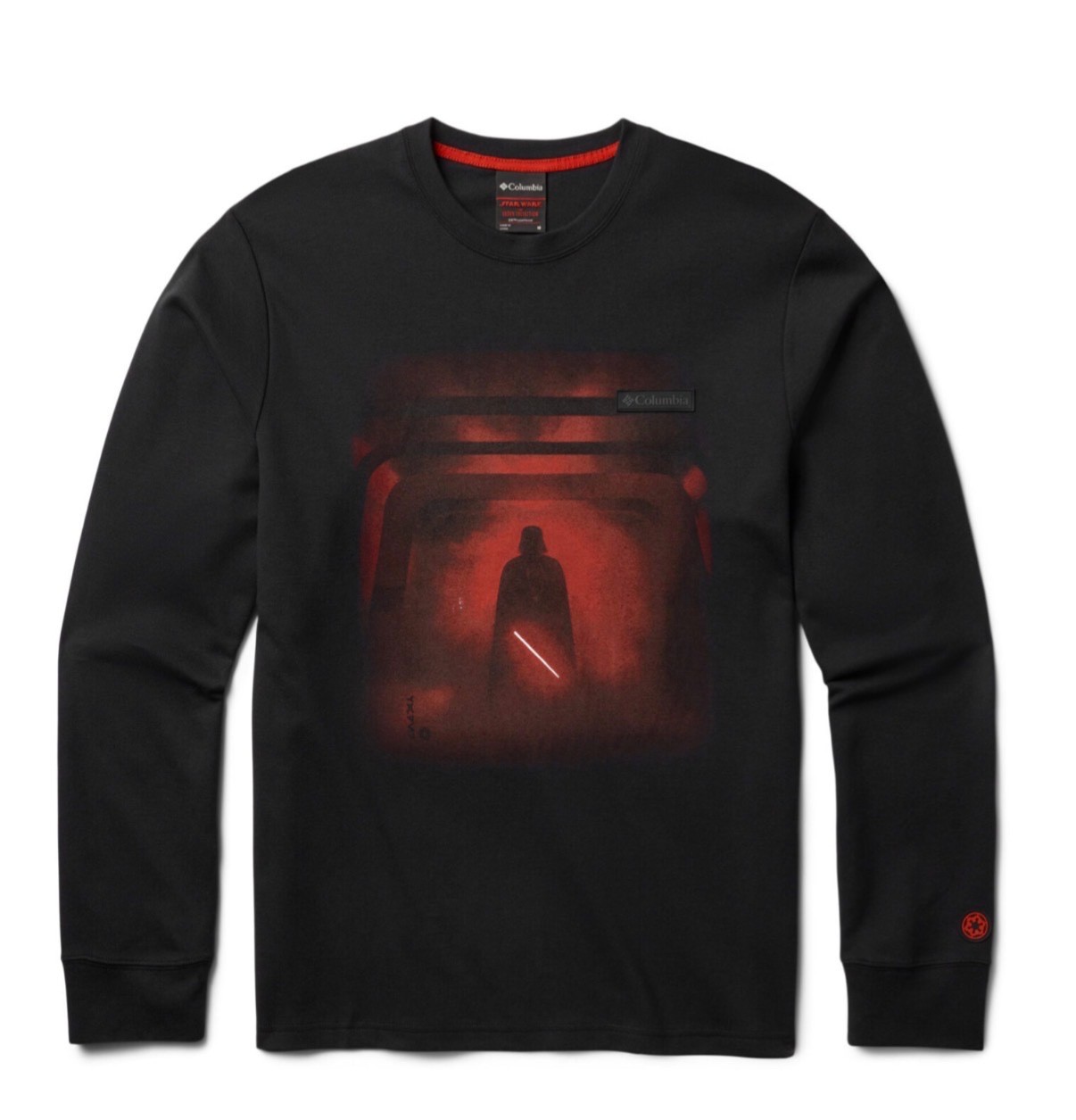 NEW Star Wars Columbia Shirt Adult Small Darth Vader Black Red Long Sleeve Mens