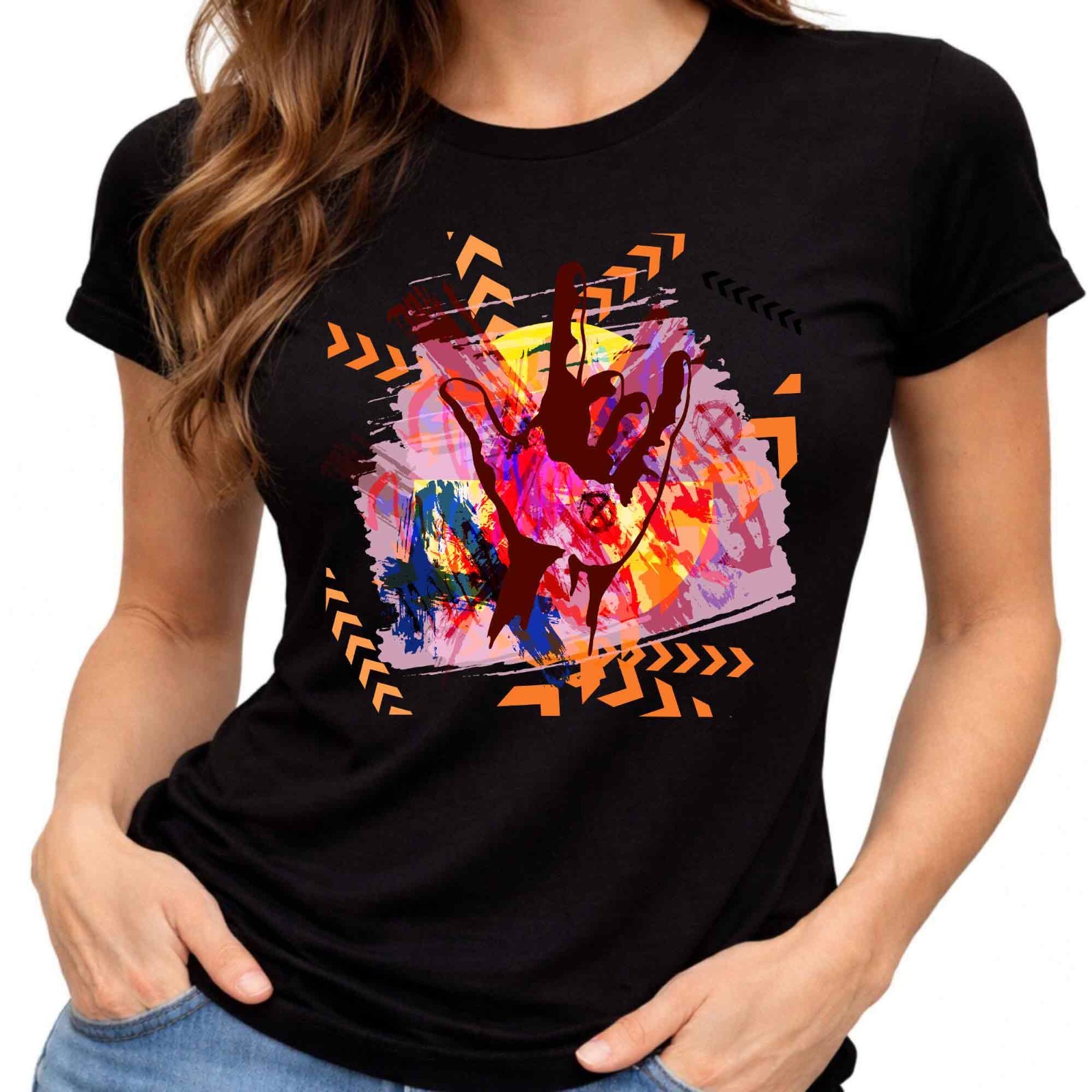 Abstract Hand Graphic T-Shirt Street Art Urban Streetwear Tee Modern Pop Art New