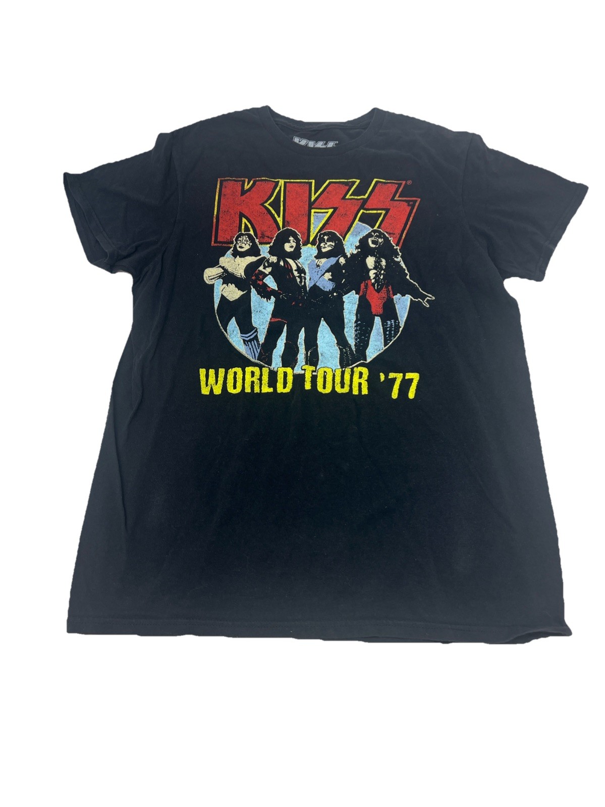Kizz T-Shirt Size M Black Graphic Print World Tour 77 Band Concert Tee
