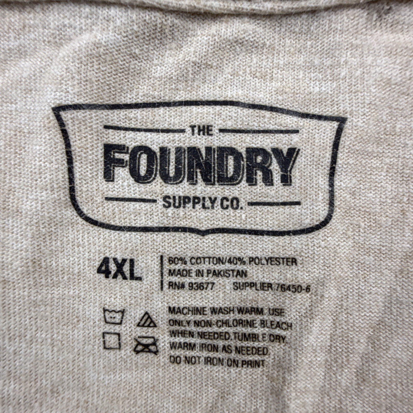 The Foundry Supply Co. Men&rsquo;s 4XL Beige Crew Neck T-Shirt Cotton Polyester Blend