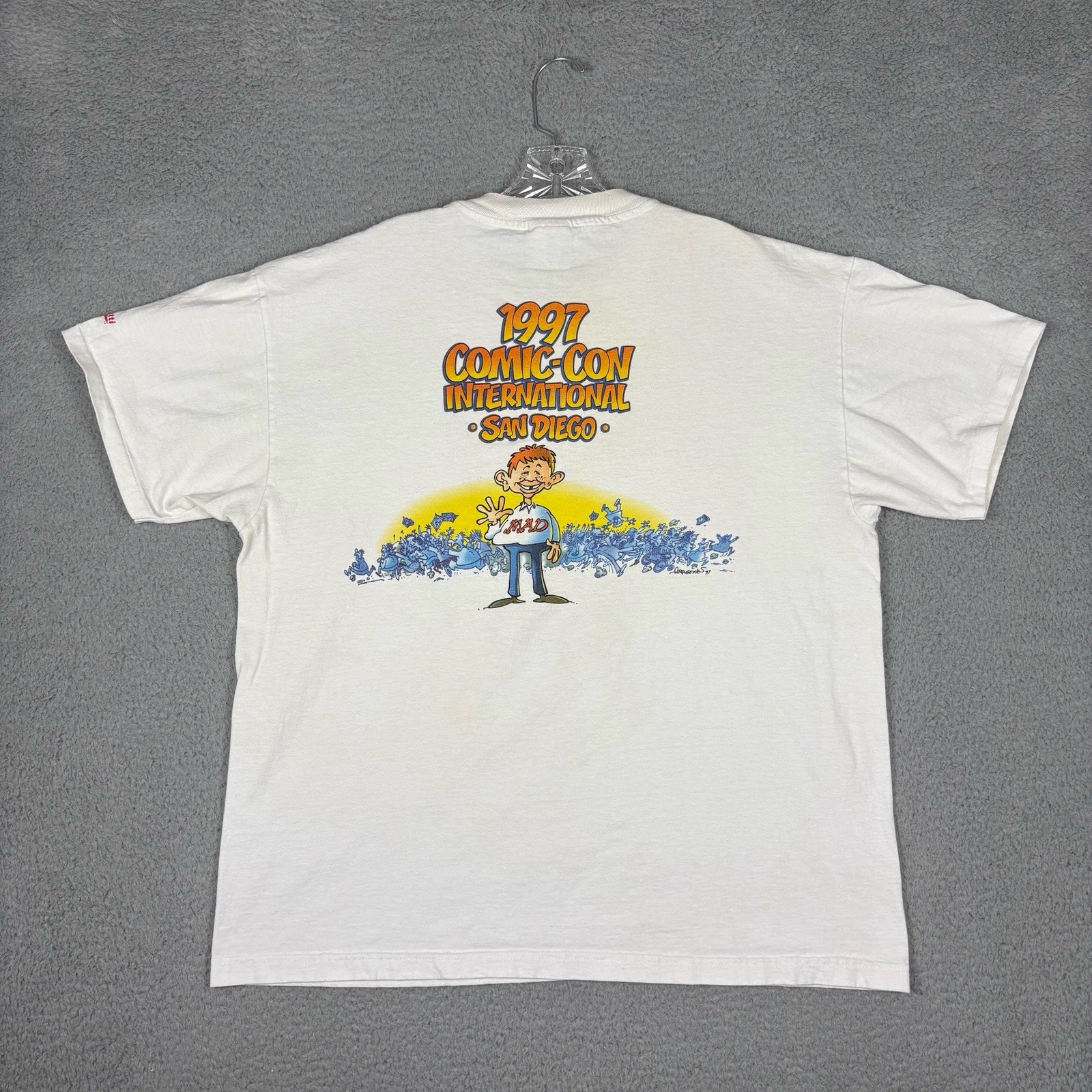 Vtg Alfred E Newman T-shirt Men’s XL Batman Superman Wonder Woman Aragones Art