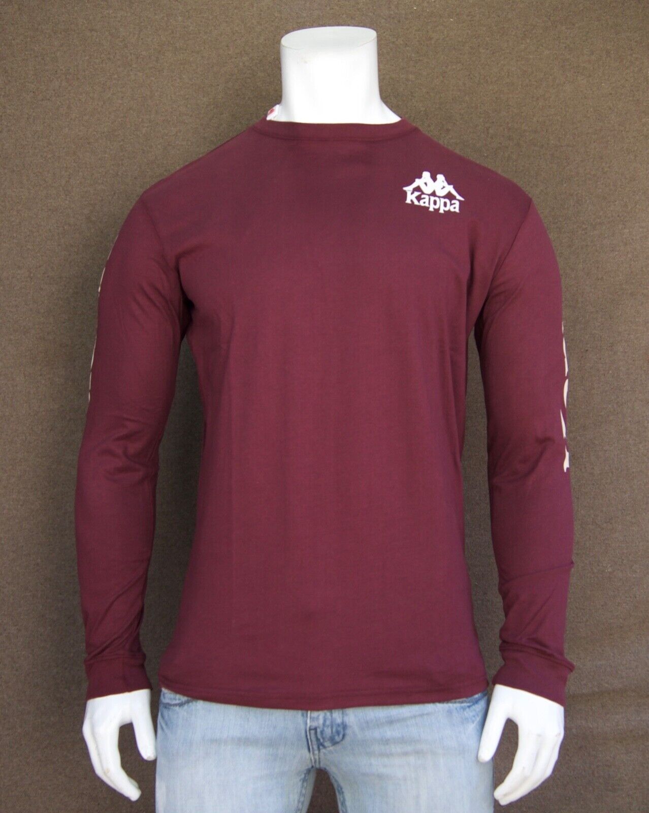 New Kappa Streetwear Authentic Ruiz 2 Red/Beige Mens Italy L/S T Shirt RKAP-14