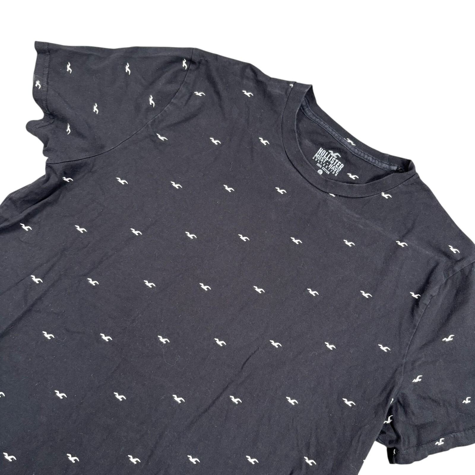 Hollister Must Have Collection Faded Black All Over Print Casual Tee Size XL