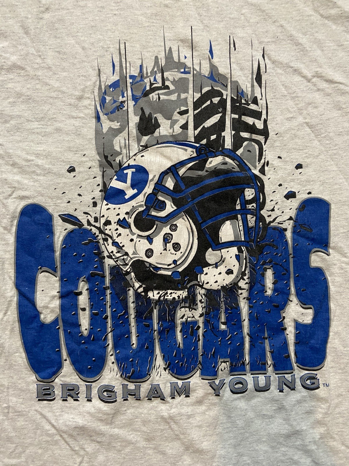 VTG 90s Brigham Young Football Russell Made In USA Shirt Sz L BYU